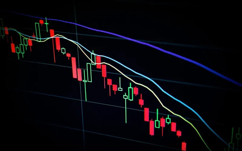 Finance and fintech learning concept with stock market charts and digital payment interfaces